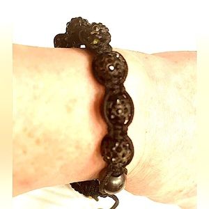 Brazilian Beaded Bracelet this one in Solid Black Has a slip slide adjustment